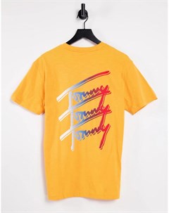 Оранжевая футболка с логотипами на спине Tommy jeans