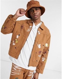 Куртка со вставками и принтом в виде брызг краски от комплекта Jaded london