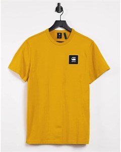 Желтая футболка с нашивкой логотипом G-star