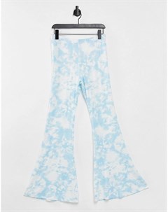 Голубые расклешенные брюки с завышенной талией In the style