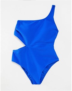 Синий фактурный слитный купальник New look