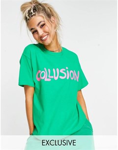 Зеленая oversize футболка с логотипом от комплекта Collusion