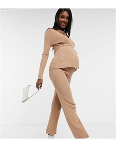 Широкие трикотажные брюки бежевого цвета от комплекта New look maternity