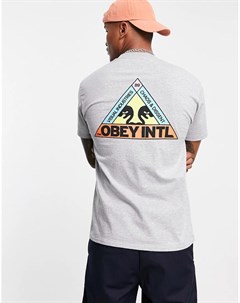 Серая футболка с принтом треугольника на спине Obey