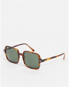 Большие женские солнцезащитные очки в прямоугольной оправе коричневого цвета 0RB1973 Ray-ban®