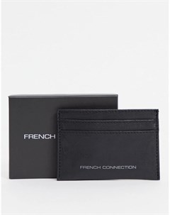 Классический кошелек для пластиковых карт черного цвета с контрастной надписью цвета металлик French connection