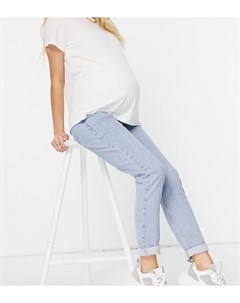 Голубые джинсы в винтажном стиле с эластичной вставкой для животика New look maternity