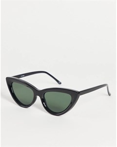 Солнцезащитные очки кошачий глаз в скошенной черной оправе Asos design