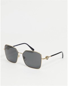Женские большие солнцезащитные очки в золотистой квадратной оправе 0VE2227 Versace