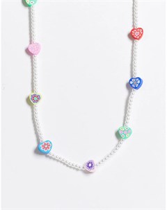 Ожерелье из искусственного жемчуга с бусинами с цветочным узором Asos design