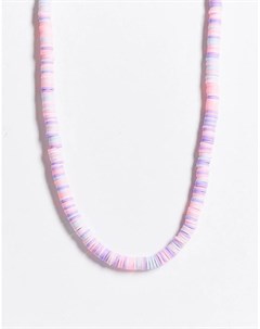 Ожерелье пастельно розового цвета с плоскими круглыми бусинами Asos design