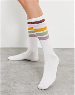 Белые носки с разноцветными полосками Typo