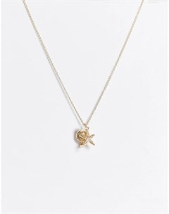 Золотистое ожерелье с подвесками в виде ракушки и морской звезды Asos design