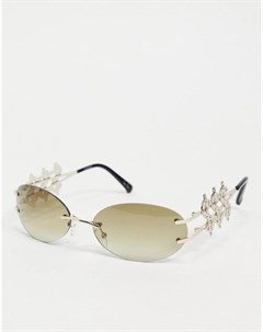 Круглые солнцезащитные очки в золотистой оправе с символами доллара и затемненными стеклами Asos design