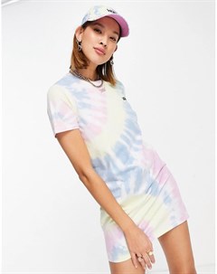 Разноцветное платье футболка со спиральным принтом тай дай Vans