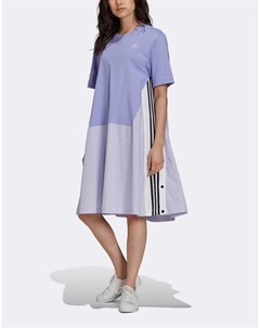 Сиреневое трикотажное платье футболка из саржи в тонкую полоску x Dry Clean Only Adidas originals