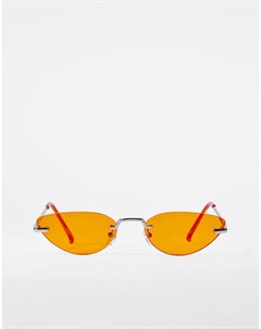 Солнцезащитные очки кошачий глаз без оправы с оранжевыми стеклами Bershka