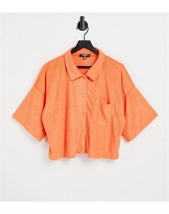 Оранжевая махровая рубашка туника от комплекта Missguided plus