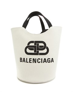 Светло бежевая сумка из хлопка с логотипом Balenciaga