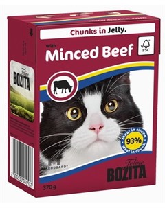 Влажный корм для кошек Feline Minced Beef кусочки в желе 0 37 кг Bozita