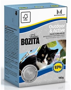 Влажный корм для кошек Feline Funktion Outdoor Active кусочки в желе лось 0 19 кг Bozita