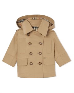 Двубортное пальто с капюшоном Burberry kids