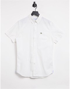 Белая оксфордская рубашка с воротником на пуговицах и короткими рукавами Lacoste