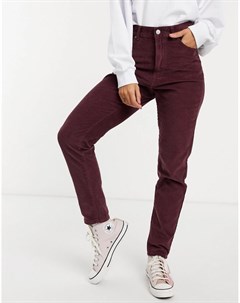 Бордовые вельветовые джинсы с завышенной талией в винтажном стиле Nora Dr denim