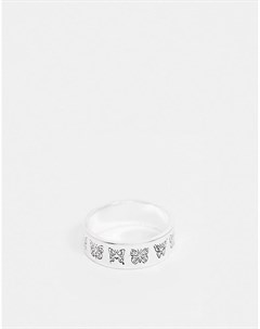 Серебристое кольцо с бабочками Asos design