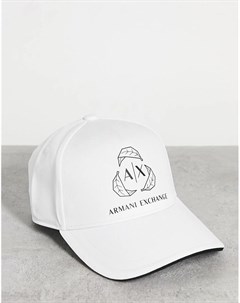 Белая бейсболка с большим логотипом Armani exchange