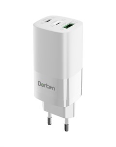 Сетевое зарядное устройство 3 Port USB Smart ID 65W GaN Power Adapter белый DN207100 Dorten