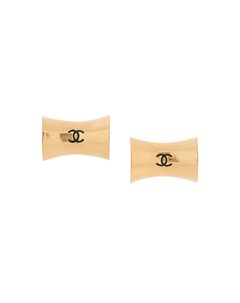 Позолоченные серьги клипсы Jumbo с логотипом CC Chanel pre-owned
