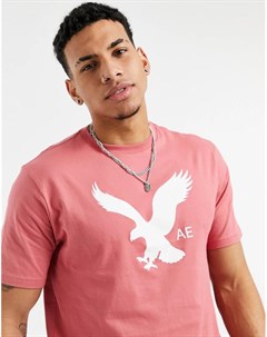 Розовая футболка с логотипом в виде орла спереди American eagle