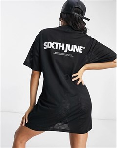 Платье футболка oversized с логотипом Sixth june