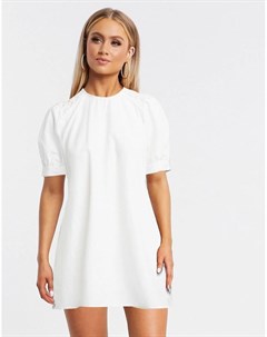 Белое платье мини из поплина с вышивкой Pimkie