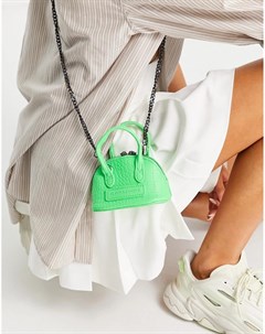 Неоново зеленая миниатюрная сумка с ручкой с имитацией крокодиловой кожи Claudia canova