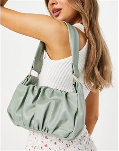 Шалфейно зеленая присборенная сумка на плечо в стиле 70 х Asos design