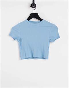 Голубая укороченная футболка из органического хлопка Karo Monki