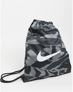 Черная камуфляжная сумка на затягивающемся шнурке Nike training