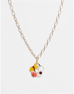 Золотистое ожерелье с подвеской с цветком внутри Asos design