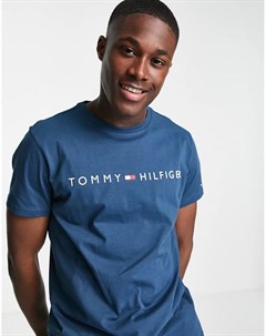 Синяя футболка для дома с логотипом Tommy hilfiger