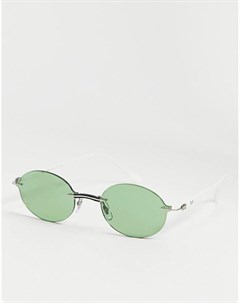 Узкие овальные солнцезащитные очки зеленого цвета без оправы Rayban Ray-ban®