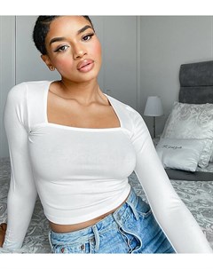 Кремовый кроп топ с квадратным вырезом ASOS DESIGN Petite Asos petite