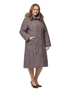 Женское пальто из текстиля с капюшоном отделка песец Мосмеха
