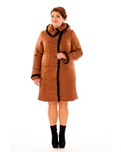 Женское пальто из текстиля с капюшоном отделка норка Мосмеха