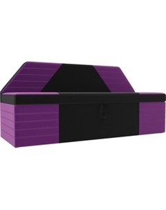 Кухонный прямой диван Дуглас микровельвет черный фиолетовый Артмебель