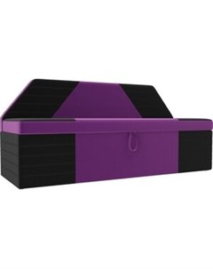 Кухонный прямой диван Дуглас микровельвет фиолетовый черный Артмебель