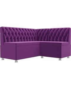 Кухонный угловой диван Мирта микровельвет фиолетовый правый угол Артмебель