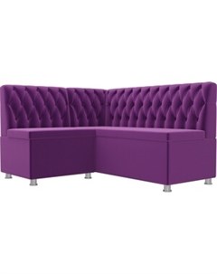 Кухонный угловой диван Мирта микровельвет фиолетовый левый угол Артмебель