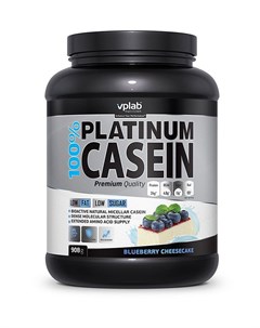 Казеиновый протеин 100 Platinum Casein вкус Черничный чизкейк 908 гр VPLab Vplab nutrition